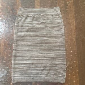 Coco Limon Striped Taupe and Gray Stretch Skirt